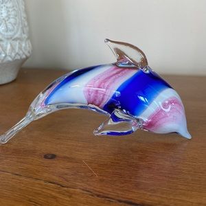 Hand blown glass dolphin